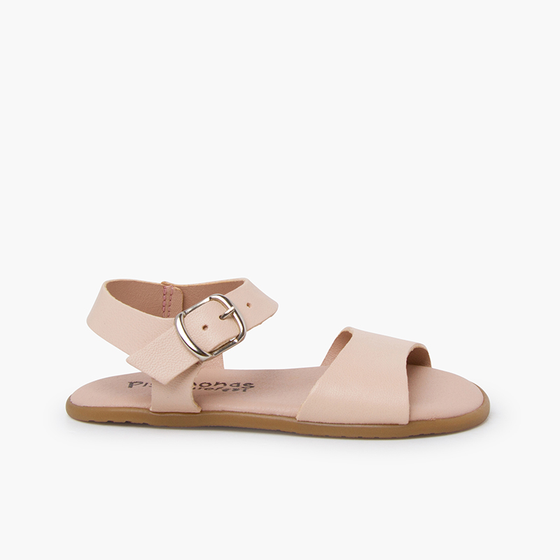 Plain barefoot sandals with bouckle Nude Pink