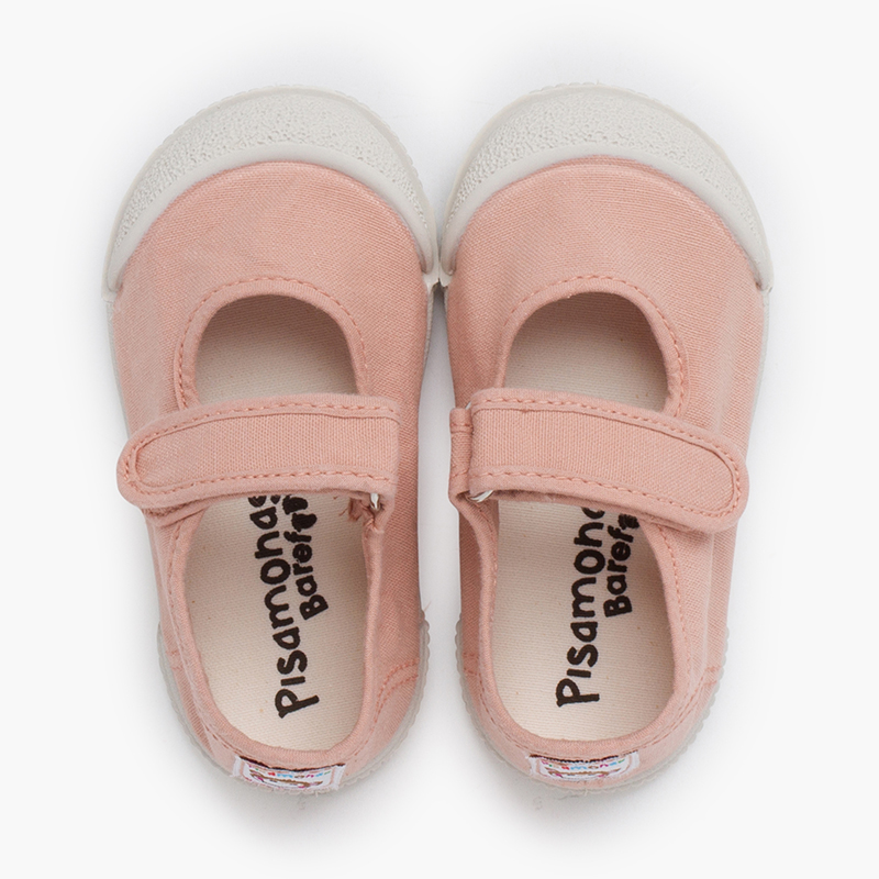 Barefoot Mary Janes washed canvas Blush pink