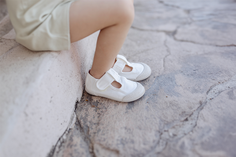 Barefoot washed canvas T-bar shoes