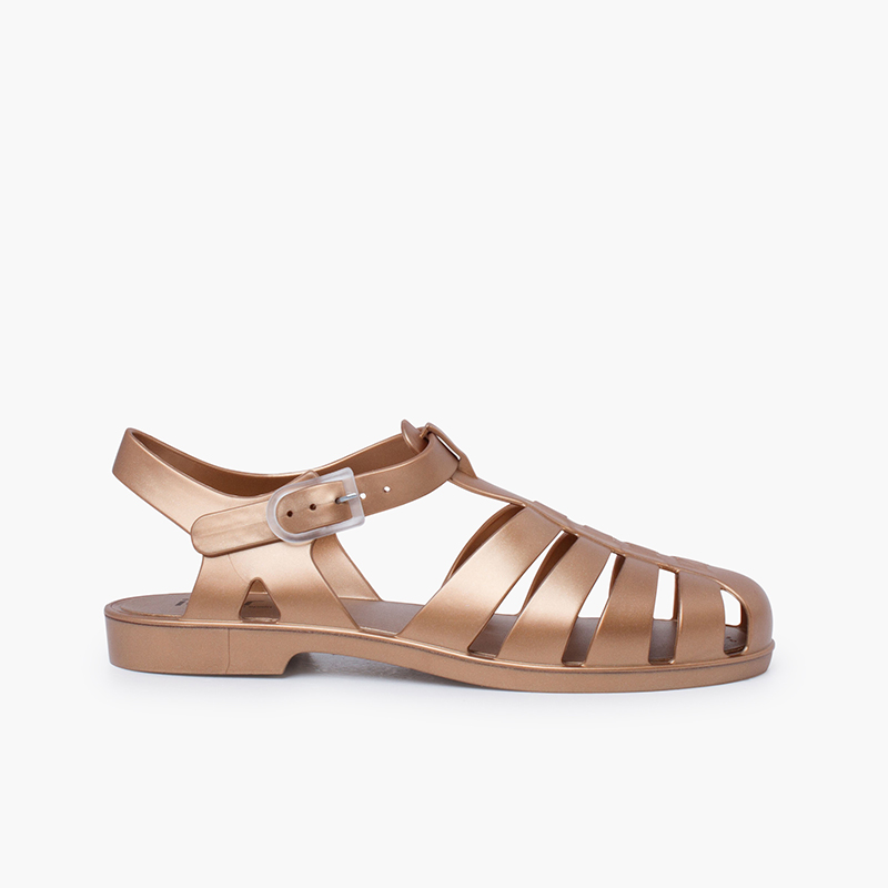 Classic Biarritz metallic jelly sandals Bronze