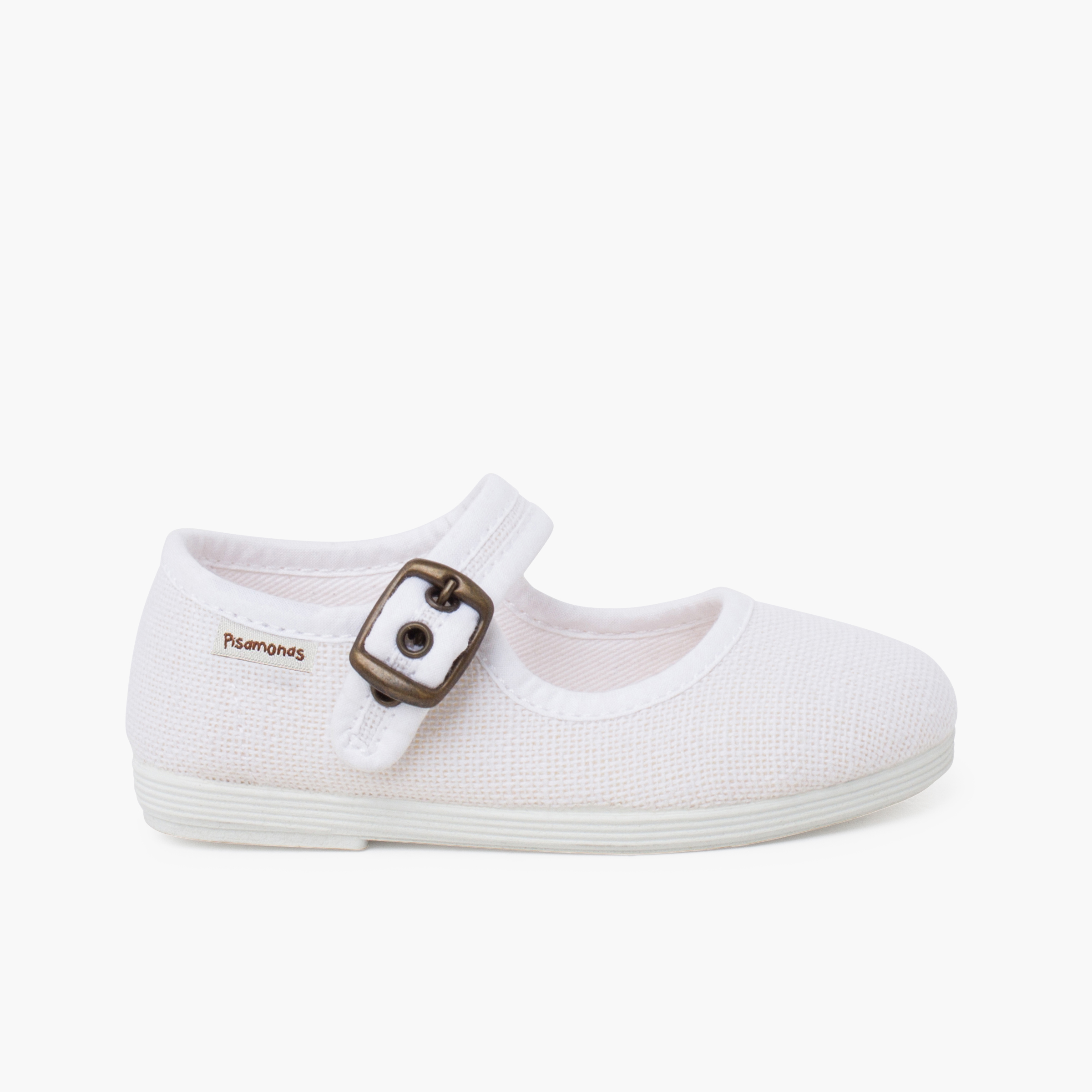 Flexible linen mary janes buckle White