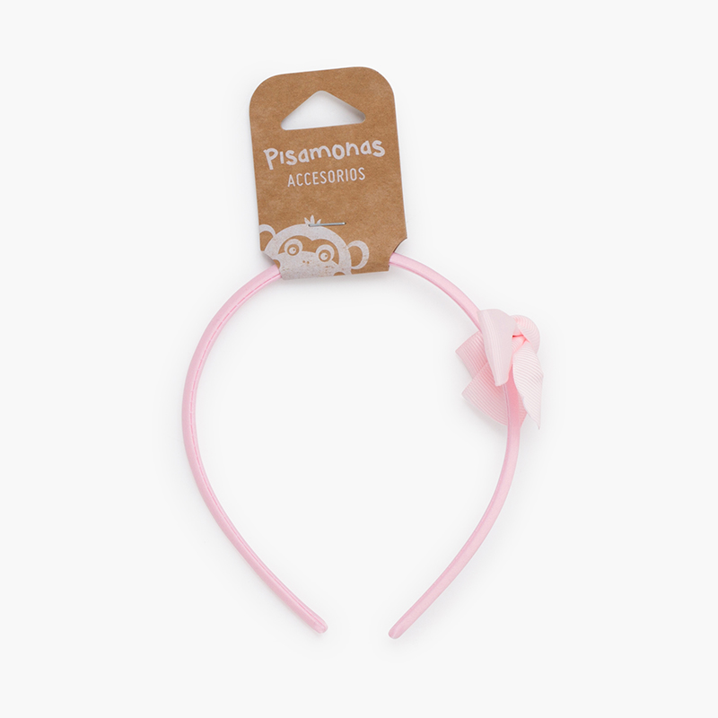 Grosgrain Bow Headband Baby Pink