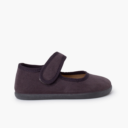 Barefoot serratex mary janes hook-and-loop strap Grey