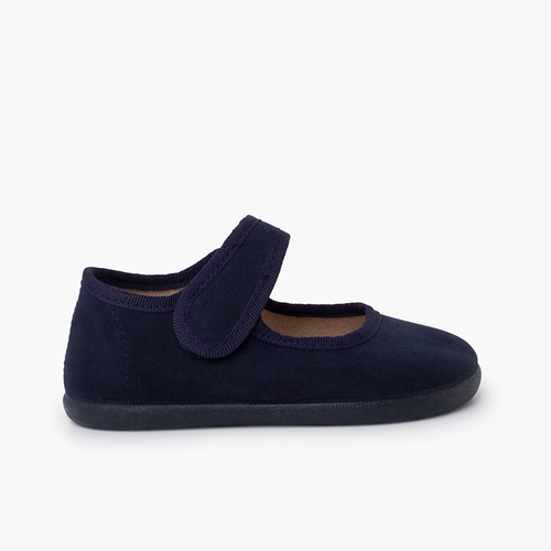 Barefoot serratex mary janes hook-and-loop strap Navy Blue