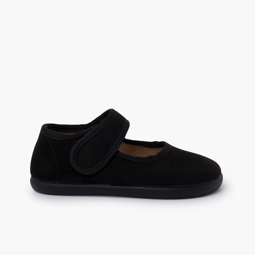 Barefoot serratex mary janes hook-and-loop strap Black