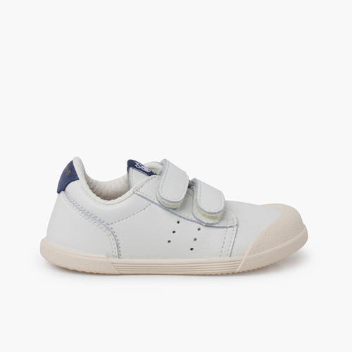 Leather barefoot tennis trainers Blue denim