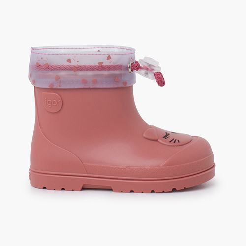 Barefoot Adjustable Wellies with Cat Pink