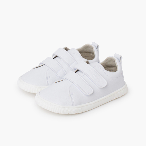 Barefoot school trainers double hook-and-loop strap White