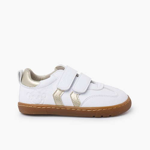 Barefoot trainers metallic side stripes Gold