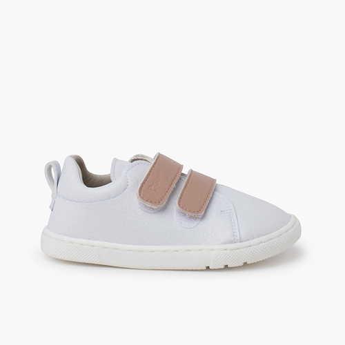 Barefoot trainers interchangeable hook-and-loop straps White and Pink