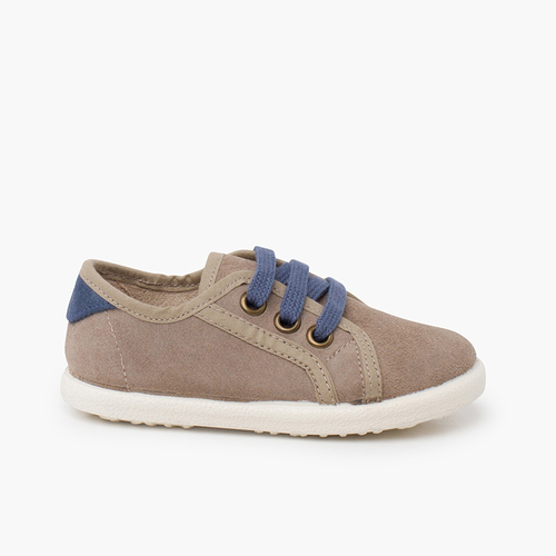 Combined suede trainers Stone