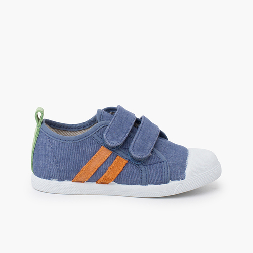 Soft eco-canvas trainers combined Blue denim