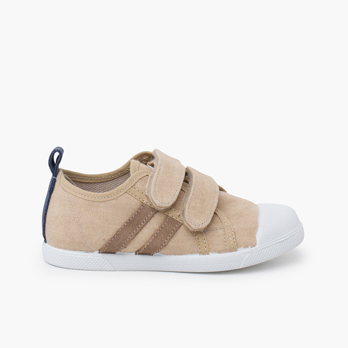 Soft eco-canvas trainers combined Beige