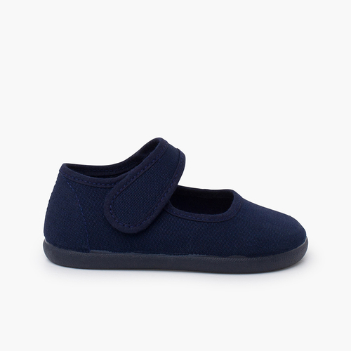 Barefoot canvas mary janes wide strap Navy Blue