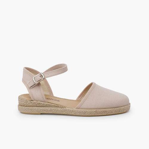 Fine linen wedge espadrilles Off-White