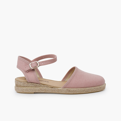 Fine linen wedge espadrilles Pastel Pink