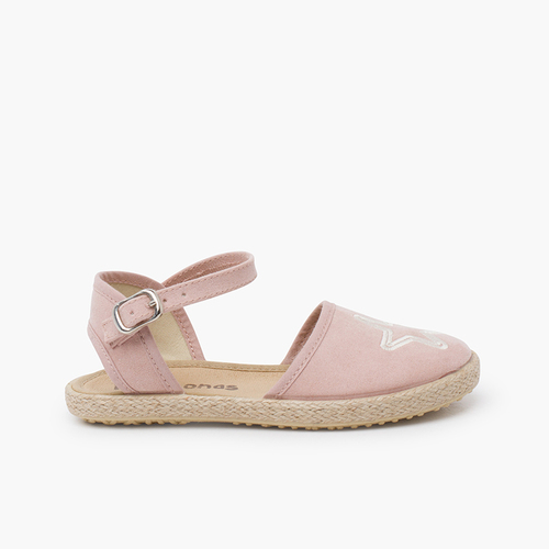 Flat espadrilles embroidered star Pink