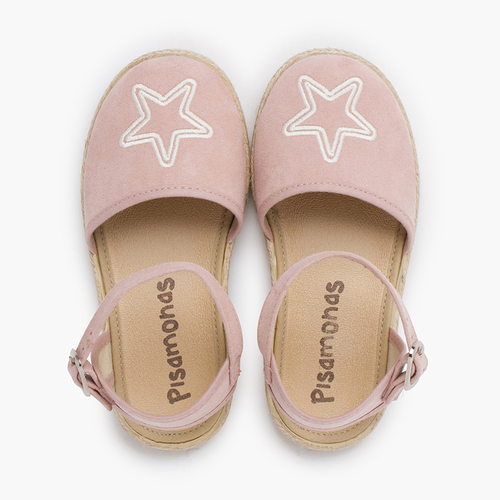 Flat espadrilles embroidered star Pink