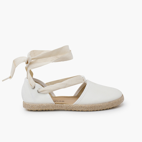 Alpargatas Valencianas Cintas Piel Vegana White