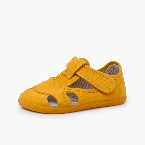 Barefoot washed canvas sandals for boys Turmeric