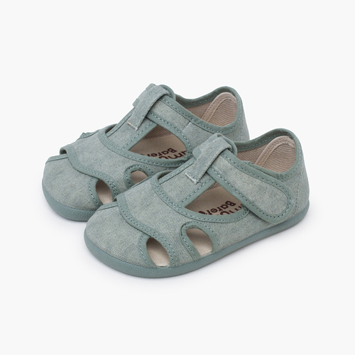 Barefoot washed canvas sandals for boys Green