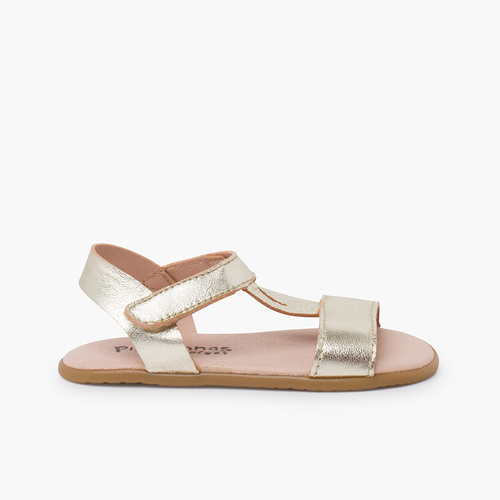 Barefoot sandals metallic instep straps Gold
