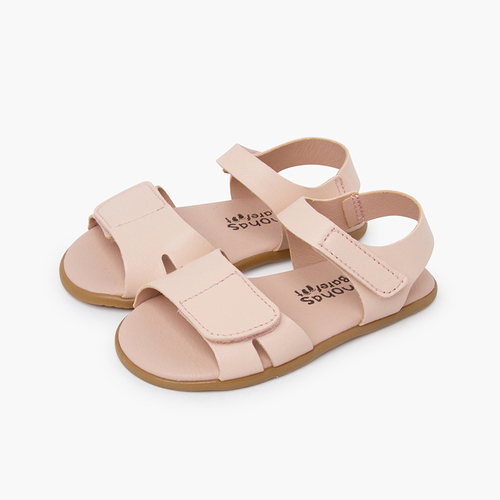 Barefoot leather sandals adjustable front strap Nude Pink