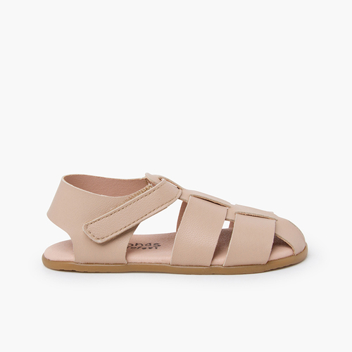 Barefoot sandals leather straps Beige