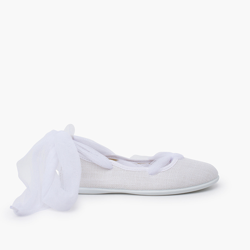 Bailarinas lino tiras cruzadas tul White