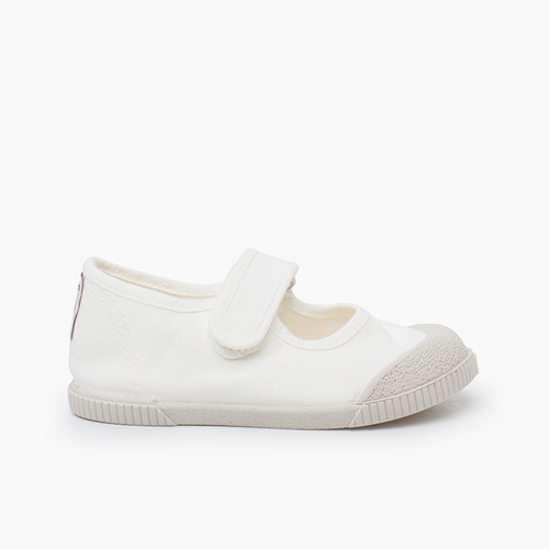 Barefoot Mary Janes washed canvas White