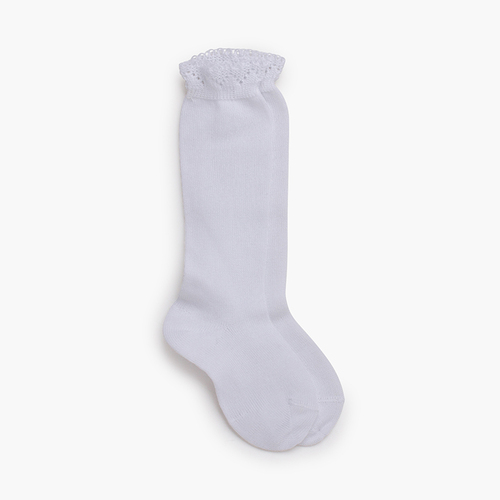 High socks openwork cuffs White