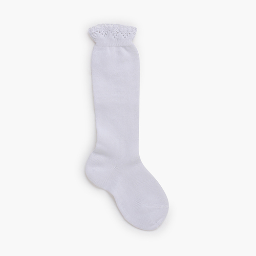 High socks openwork cuffs White
