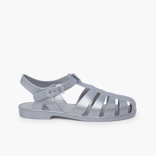 Classic Biarritz metallic jelly sandals Silver
