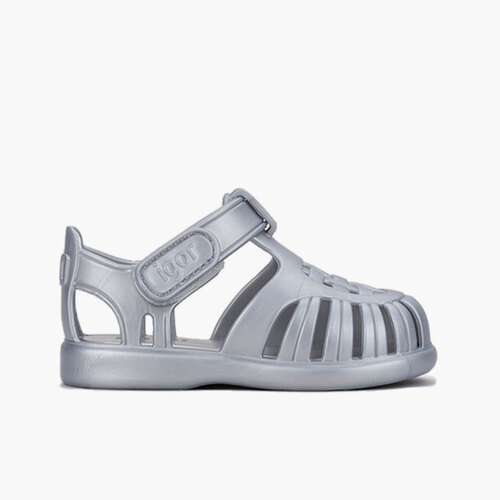 Tobby metallic jelly sandals hook-and-Loop Fastening Silver