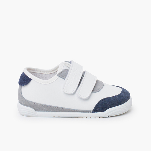 Combined barefoot trainers White and Navy Blue