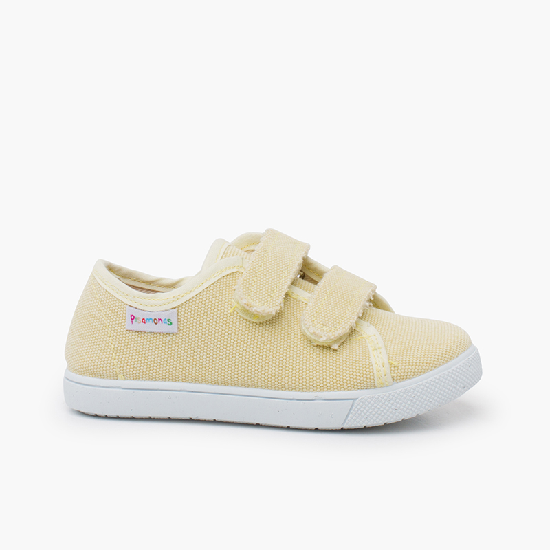 Rustic washed canvas trainers Banana