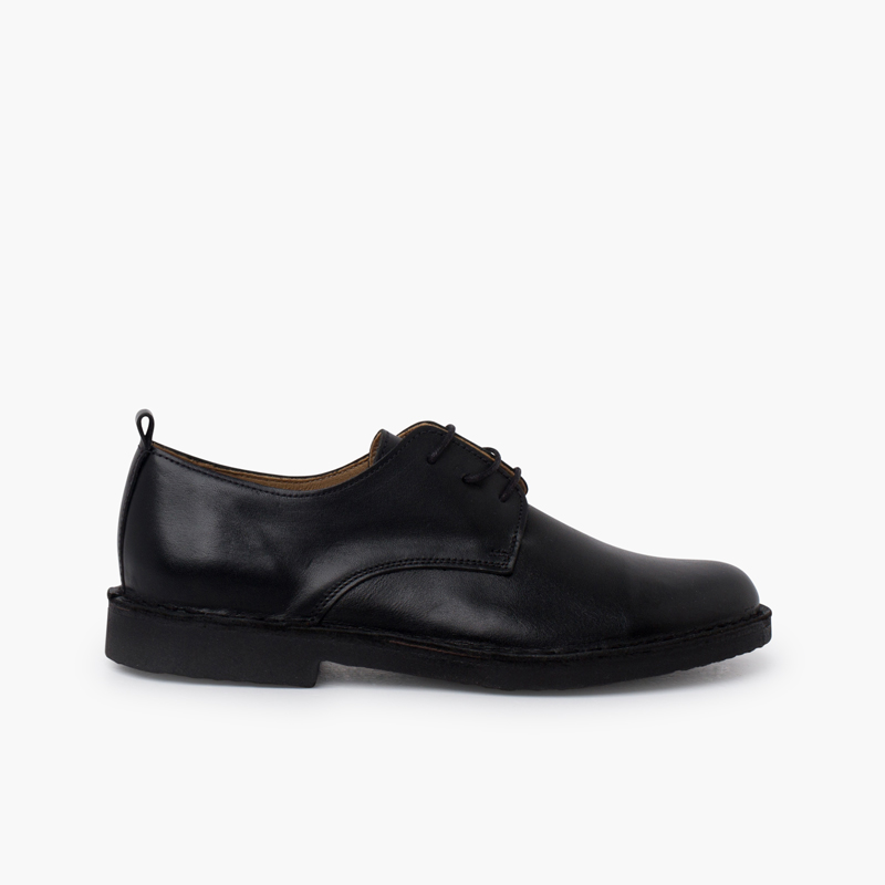 Boys' leather lace-up blucher shoes Black