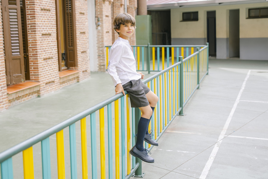 Boys' leather lace-up blucher shoes