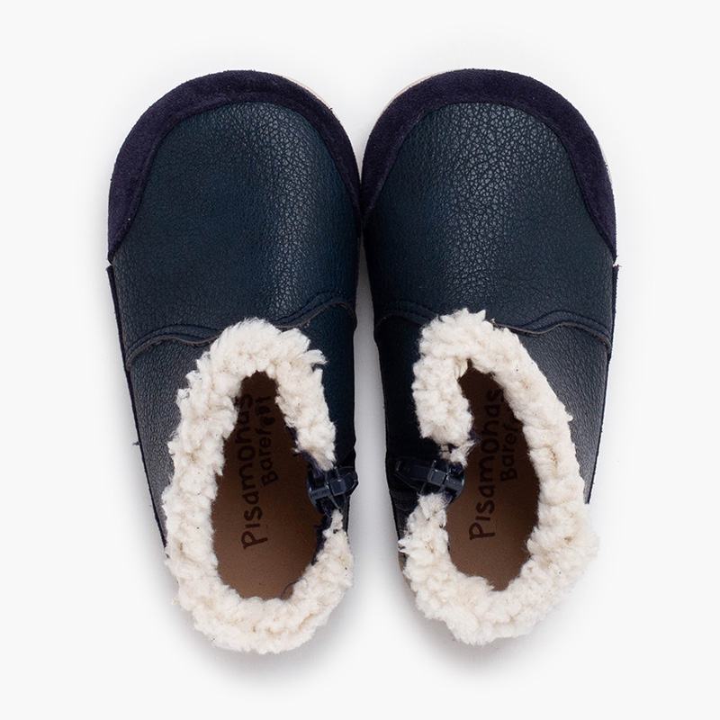 Barefoot boots neoleather shearling collar Navy Blue