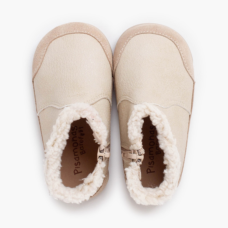 Barefoot boots neoleather shearling collar Beige