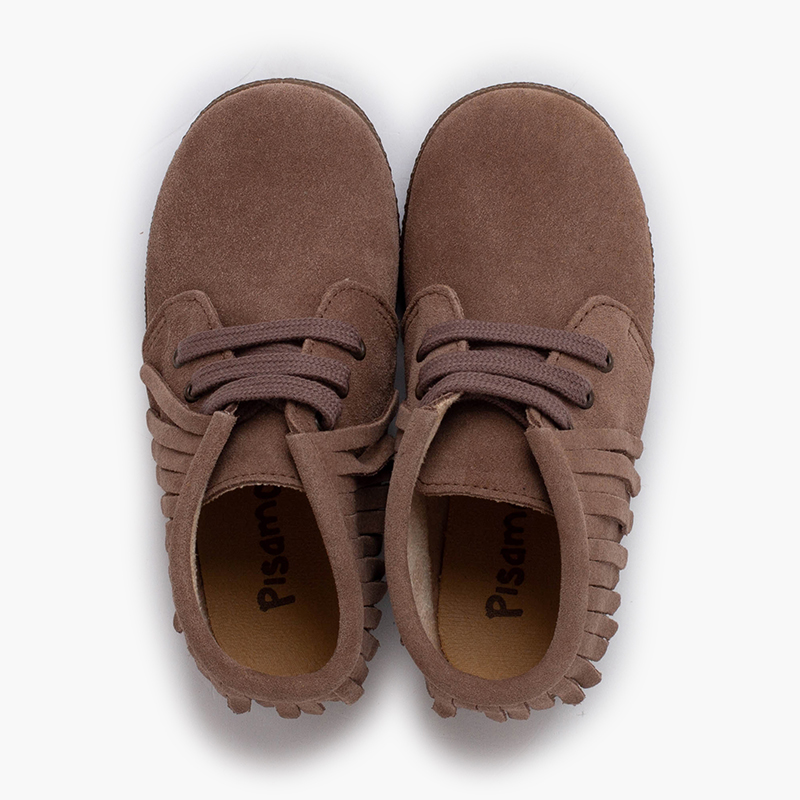 Kids’ suede boots fringes round toe Taupe