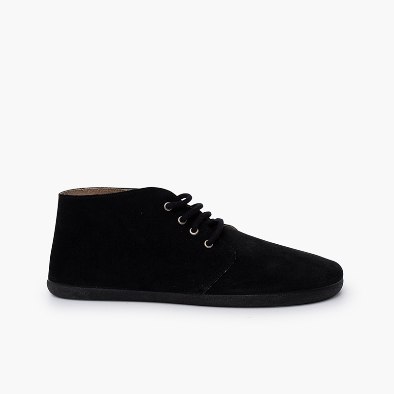 Barefoot suede lace-up boots Black