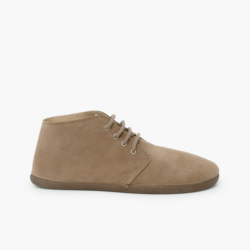 Barefoot suede lace-up boots Taupe