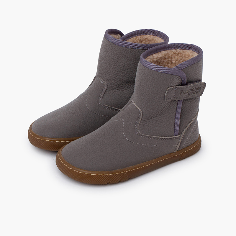 Barefoot boots sheepskin-like lining hook-and-loop=