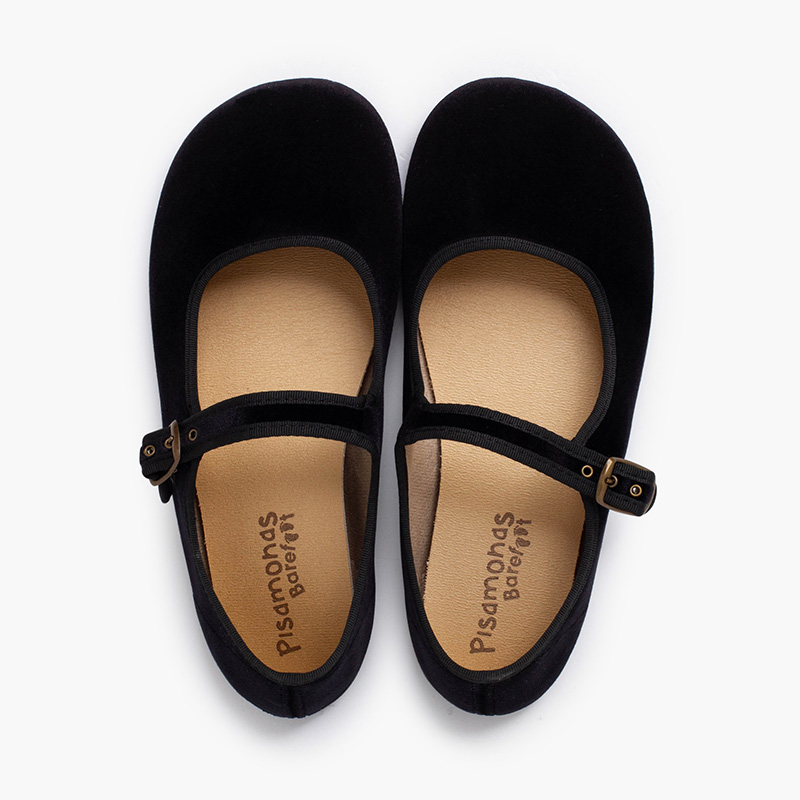 Women’s Velvet Barefoot Mary Janes Buckle Black