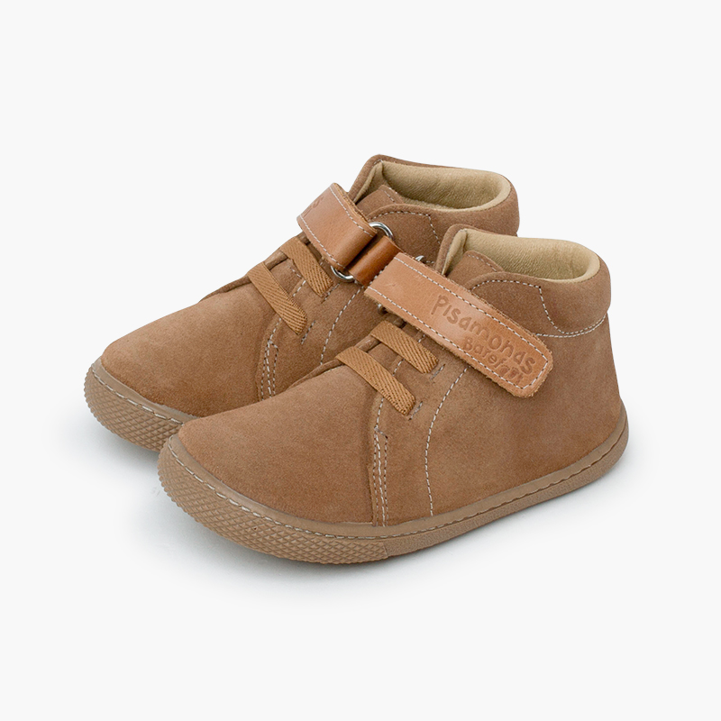 Suede barefoot boots leather strap and laces Land