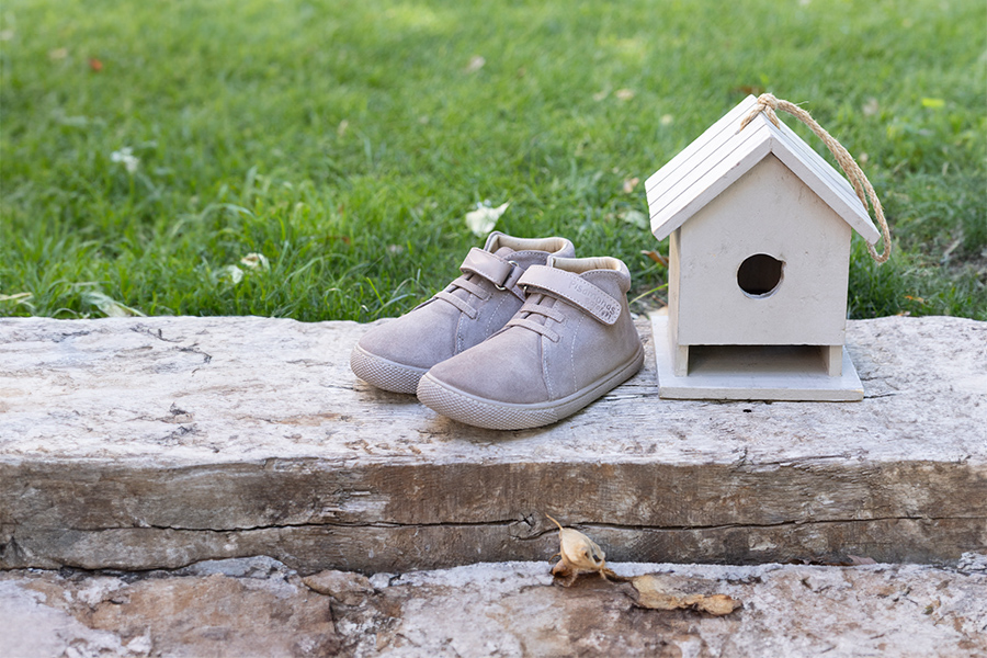 Suede barefoot boots leather strap and laces