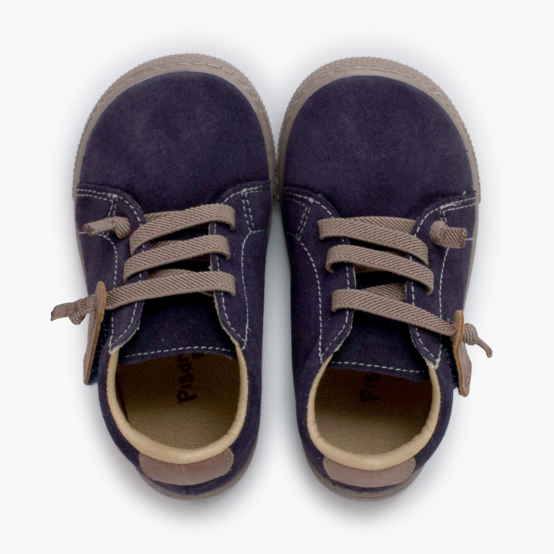Suede barefoot trainers elastic laces Blue denim