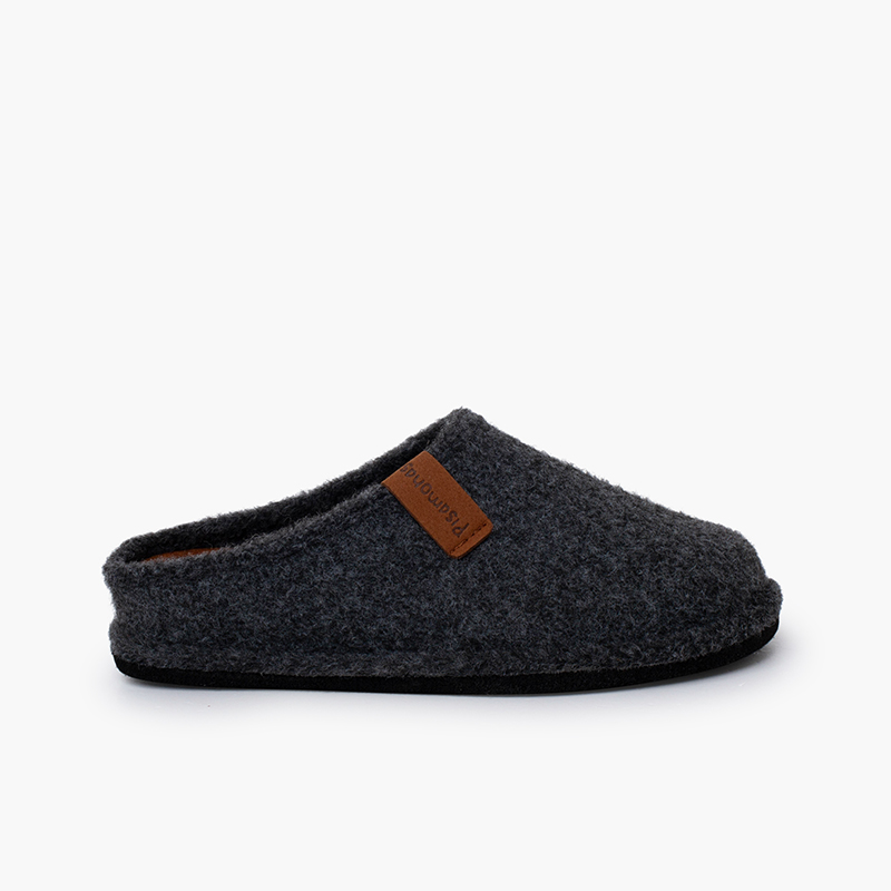 Kids’ felt clog slippers larger sizes Grey