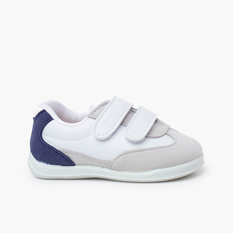 Minimalist sport trainers coloured heel counter Blue denim